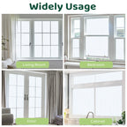Bird Window Decals Anti Collision shown on living room, bedroom, door, and cabinet windows. 