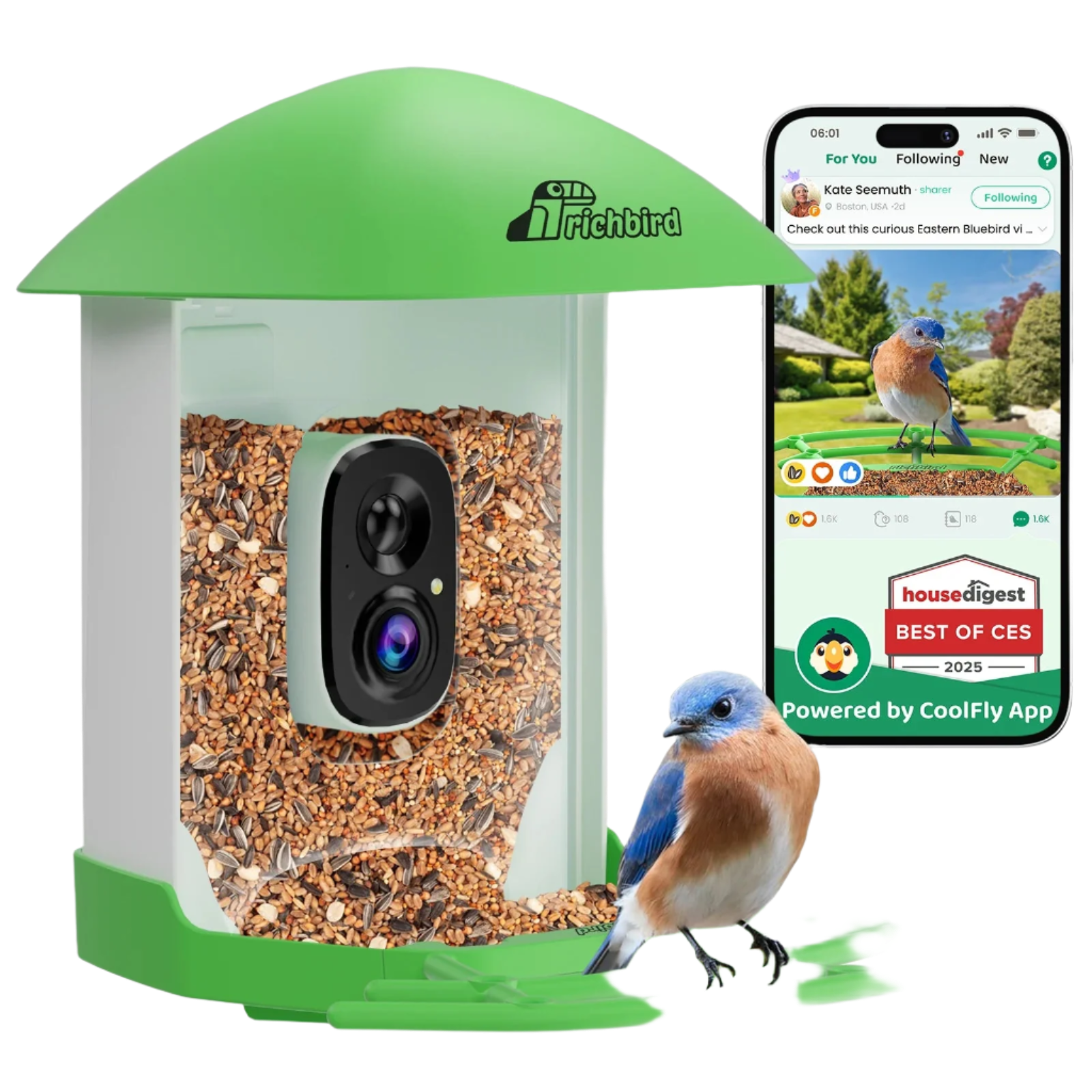 RichBird_Green_Smart_Bird_Feeder_Camera