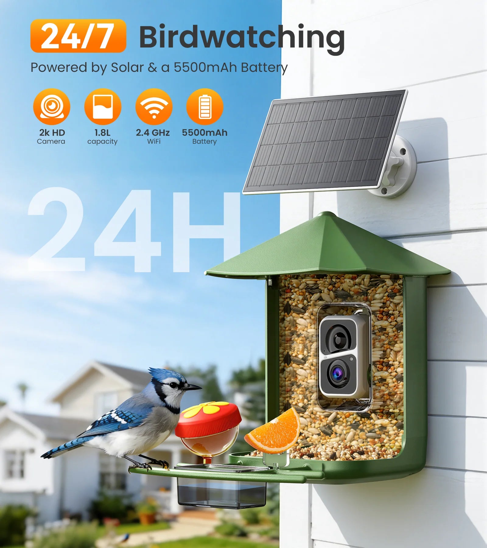 Orivanta AI Smart Bird Feeder Camera 2K HD