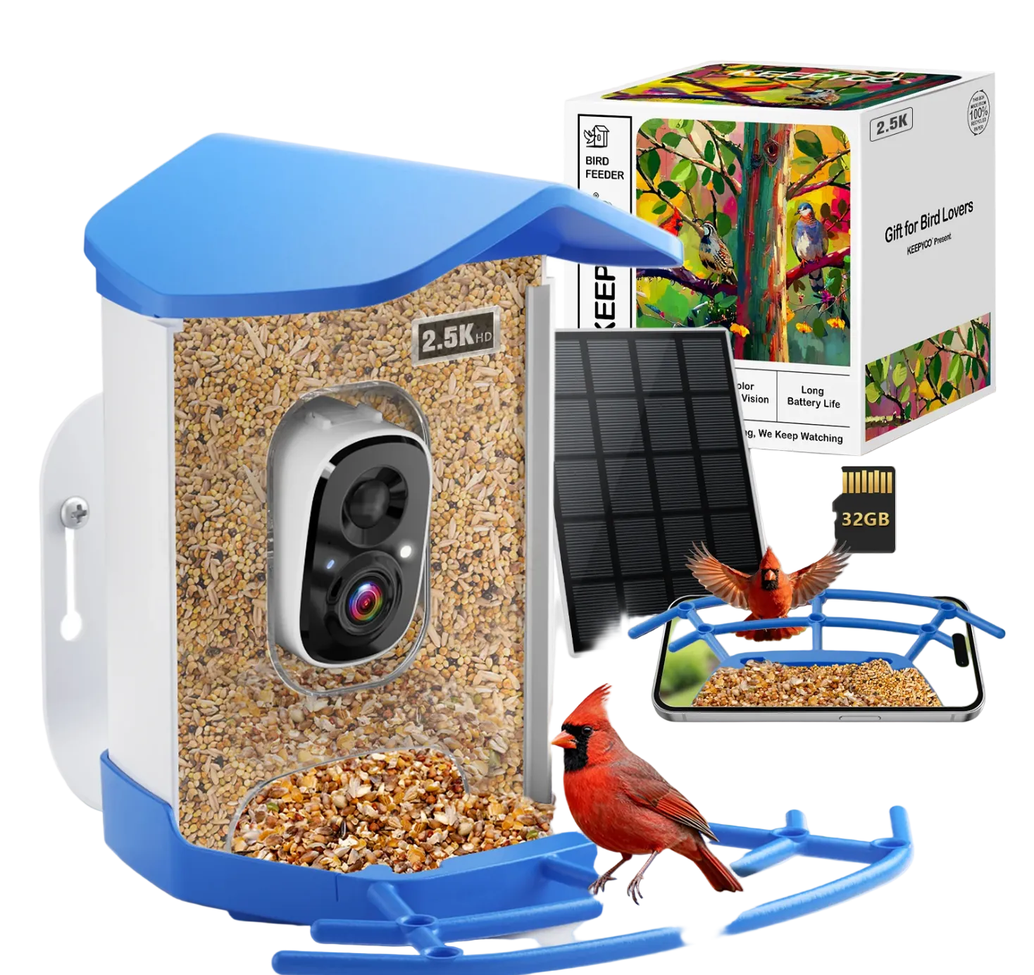 AI Smart Bird Feeder Camera 2.5K HD