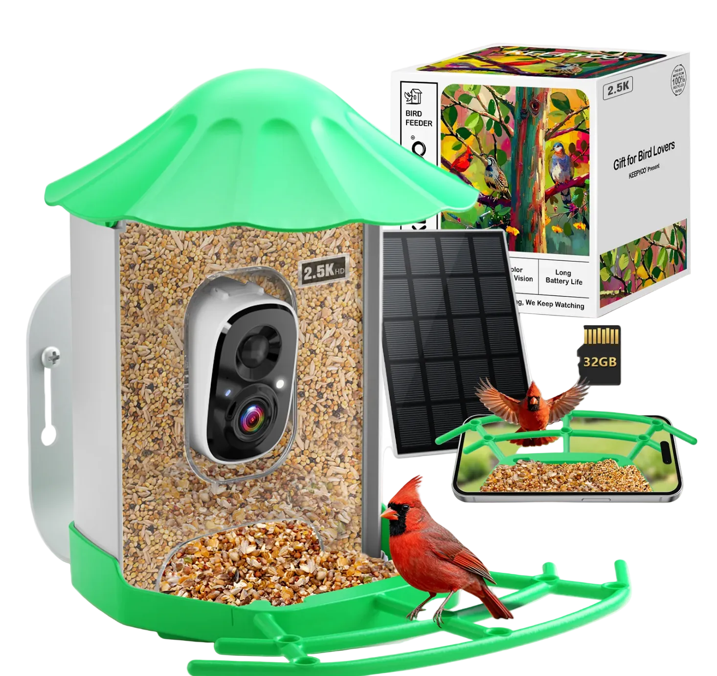 AI Smart Bird Feeder Camera 2.5K HD