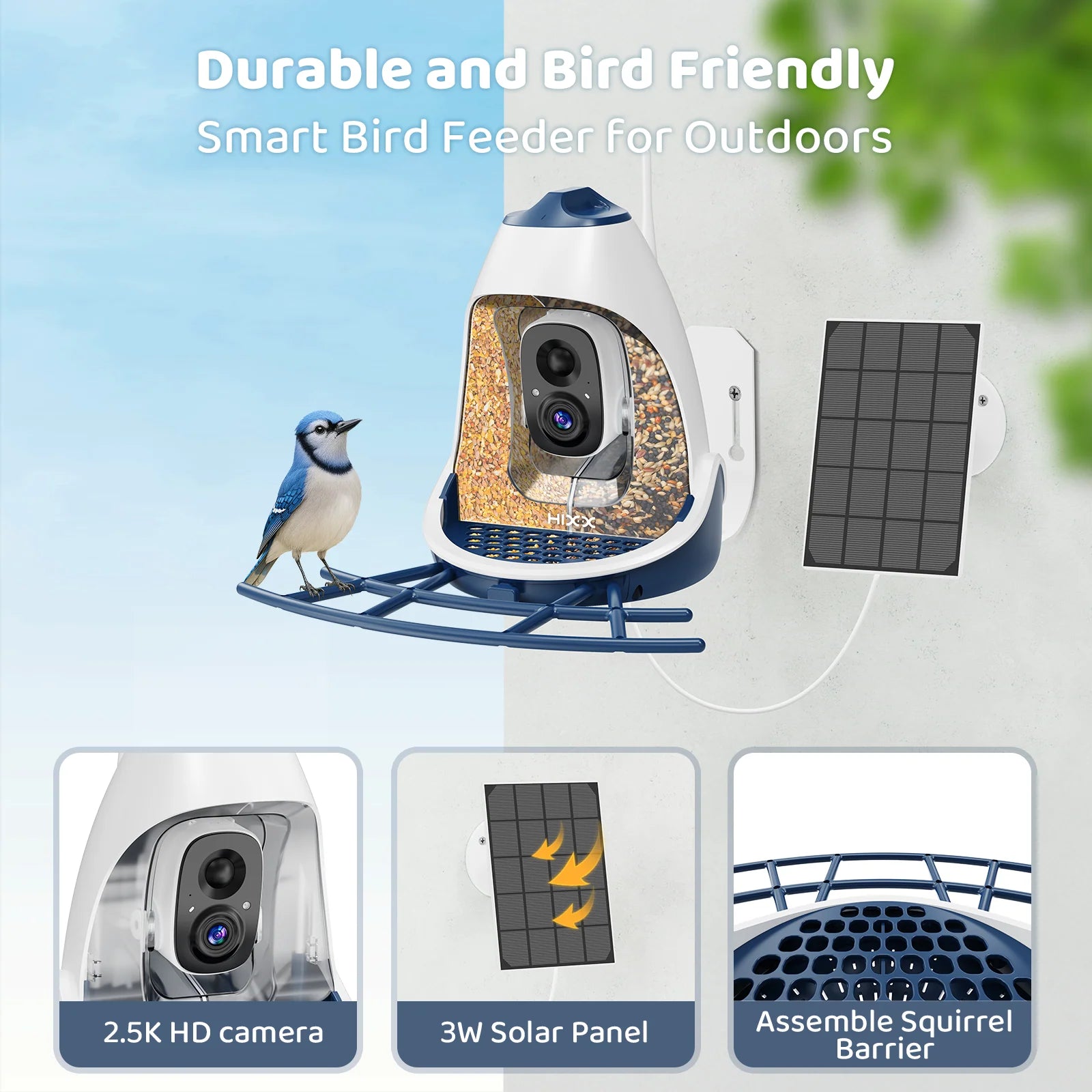 Hixx Smart Bird Feeder with Camera & Seed Guard