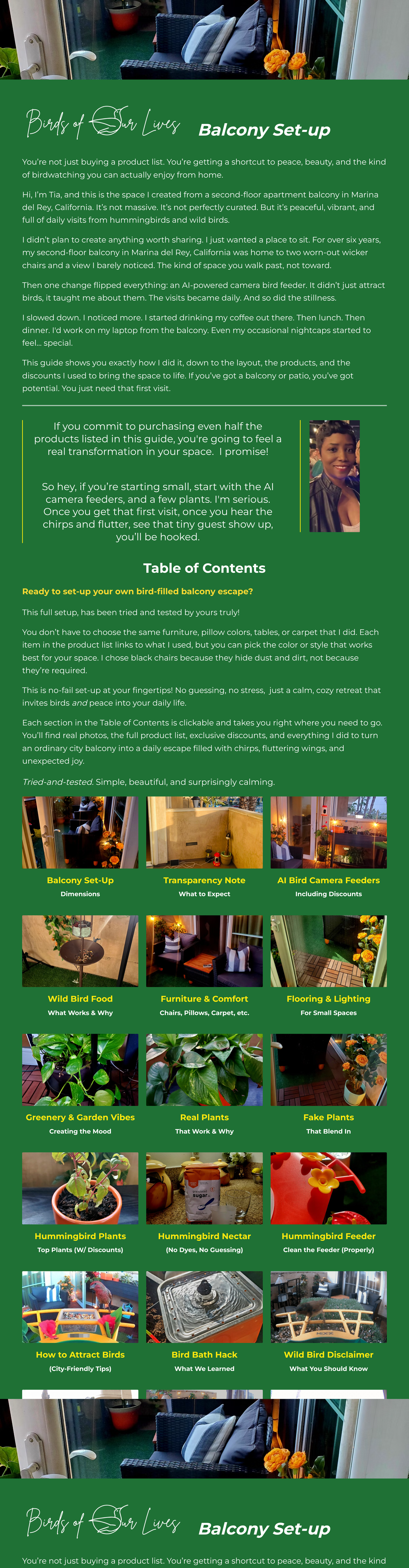Birds of Our Lives Balcony Set-up guide